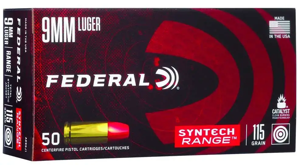 Federal AE9SJI American Eagle 9mm Luger 115 gr Total Syntech Jacket Round Nose (TSJRN) 50 Round Box