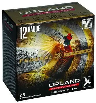 Federal P1385 Premium Upland Wing-Shok High Velocity 12 Gauge 2.75 1 3/8 oz 5 Shot 25 Round Box