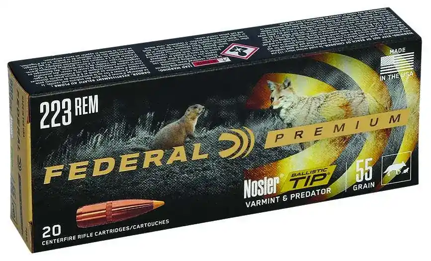 Federal P223F Premium V- Shok 223 Rem 55 gr Nosler Ballistic Tip (NBT) 20 Round Box