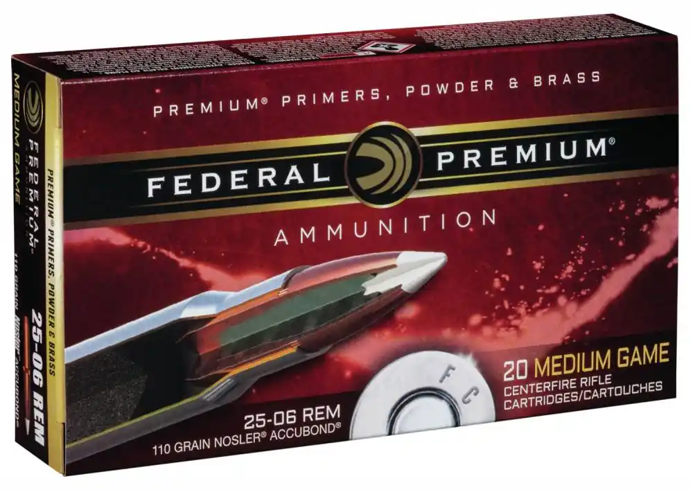 Federal P2506A1 Premium 25-06 Rem 110 gr Nosler Accubond (AB) 20 Round Box