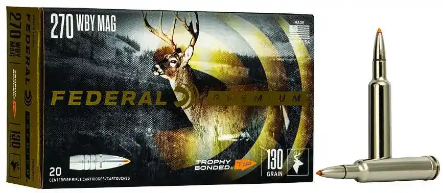 Federal P270WBTT1 Premium 270 Wthby Mag 130 gr Trophy Bonded Tip 20 Round Box