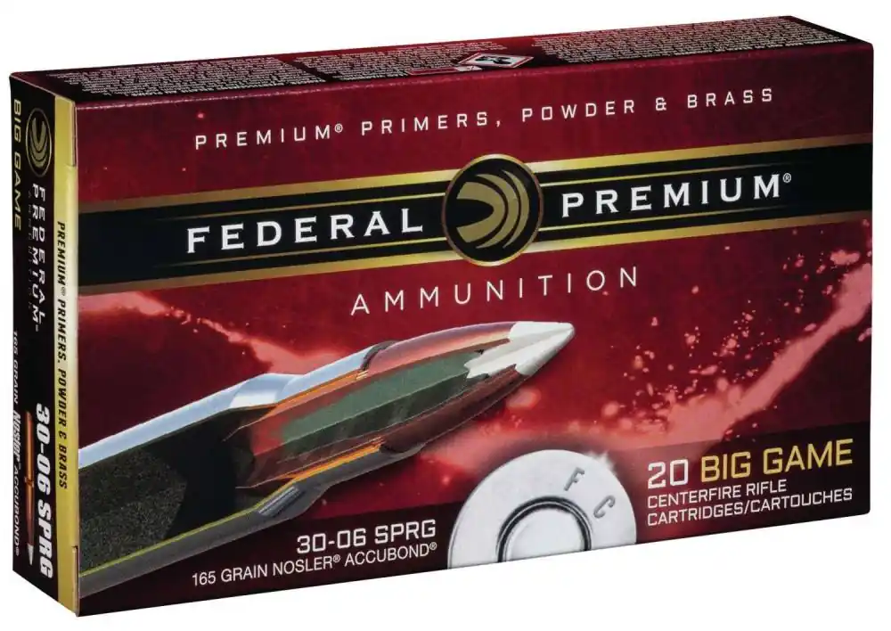 Federal P3006A2 Premium 30-06 Springfield 165 gr Nosler Accubond (AB) 20 Round Box