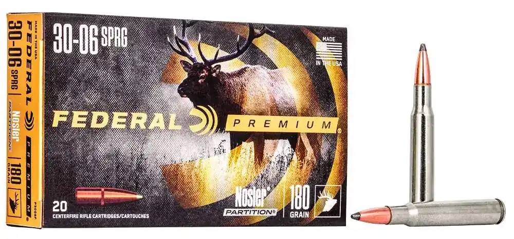 Federal P3006F Premium 30-06 Springfield 180 gr Nosler Partition (NP) 20 Round Box