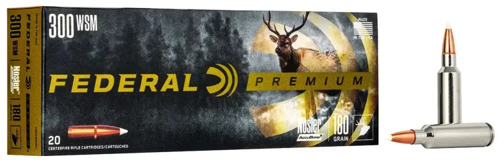 Federal P300WSMA1 Premium 300 WSM 180 gr Nosler Accubond (AB) 20 Round Box