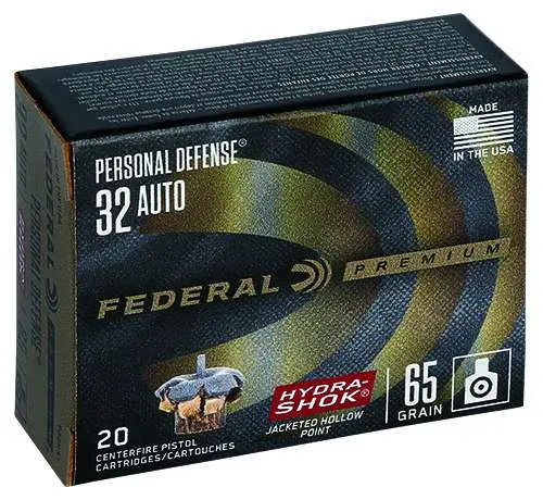 Federal P32HS1 Premium Personal Defense 32 ACP 65 gr Hydra-Shok Jacketed Hollow Point 20 Round Box
