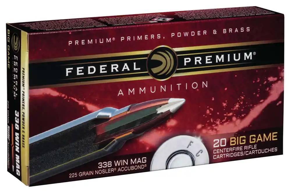 Federal P338A1 Premium 338 Win Mag 225 gr Nosler Accubond (AB) 20 Round Box