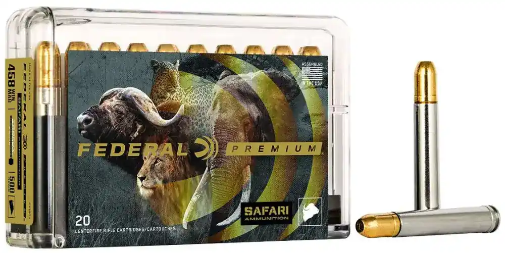 Federal P458T3 Premium Safari Cape-Shok 458 Win Mag 500 gr Trophy Bonded Sledgehammer Solid (TBSH) 20 Round Box