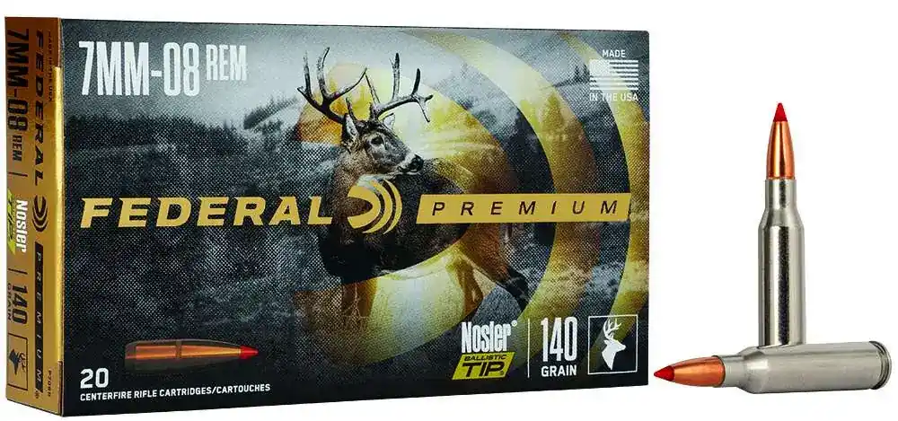 Federal P708B Premium 7mm-08 Rem 140 gr Nosler Ballistic Tip (NBT) 20 Round Box
