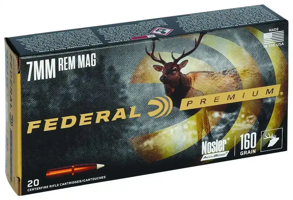 Federal P7RA1 Premium 7mm Rem Mag 160 gr Nosler Accubond (AB) 20 Round Box