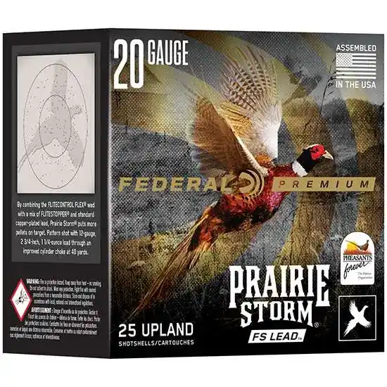 Federal PFSX207FS4 Prairie Storm 20 Gauge 3 7/8 oz 4 Shot 25 Round Box