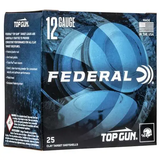 Federal 12GA Top Gun 1 1/8oz, 8 Shot, 25ct . 12 Gauge Shot Charge: 1-1/8 oz Shotshell Length: 2-3/4" Muzzle Velocity: 1,200 FPS Shot Size: 8 shot Pellet Payload: 461 Lead shot 25 rounds per box.