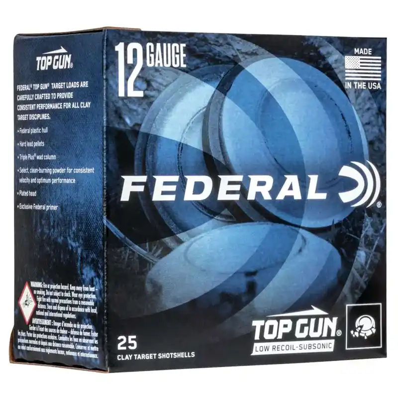 Federal TGM12375 Top Gun Subsonic 12 Gauge 2.75 1-1/8 oz 7.5 Shot 25 Round Box
