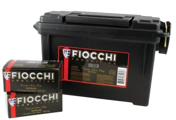 Fiocchi 12FLESLU Aero Low Recoil 12 Gauge 2.75 7/8 oz Rifled Slug Shot 80 Round Box (Ammo Can)