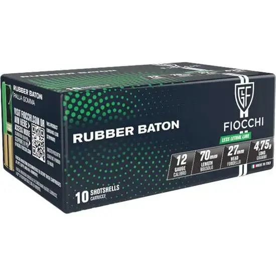 Fiocchi 12LEBA10 Rubber Baton 12 Gauge 2.75 1 oz Slug Shot 25 Round Box