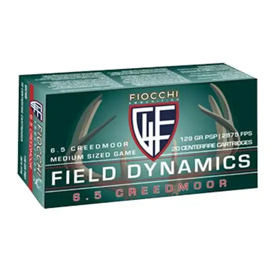 Fiocchi 65CMB Field Dynamics 6.5 Creedmoor 129 gr Pointed Soft Point (PSP) 20 Round Box
