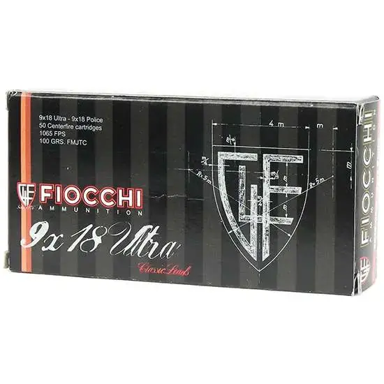 Fiocchi 9X18 Extrema Law Enforcement 9x18mm Ultra 100 gr Full Metal Jacket Truncated-Cone (TCFMJ) 50 Round Box
