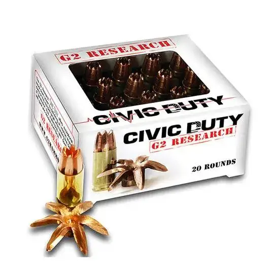 G2 Research CIVIC 45 ACP Civic Duty 45 ACP 164 gr Copper Expansion Projectile 20 Round Box