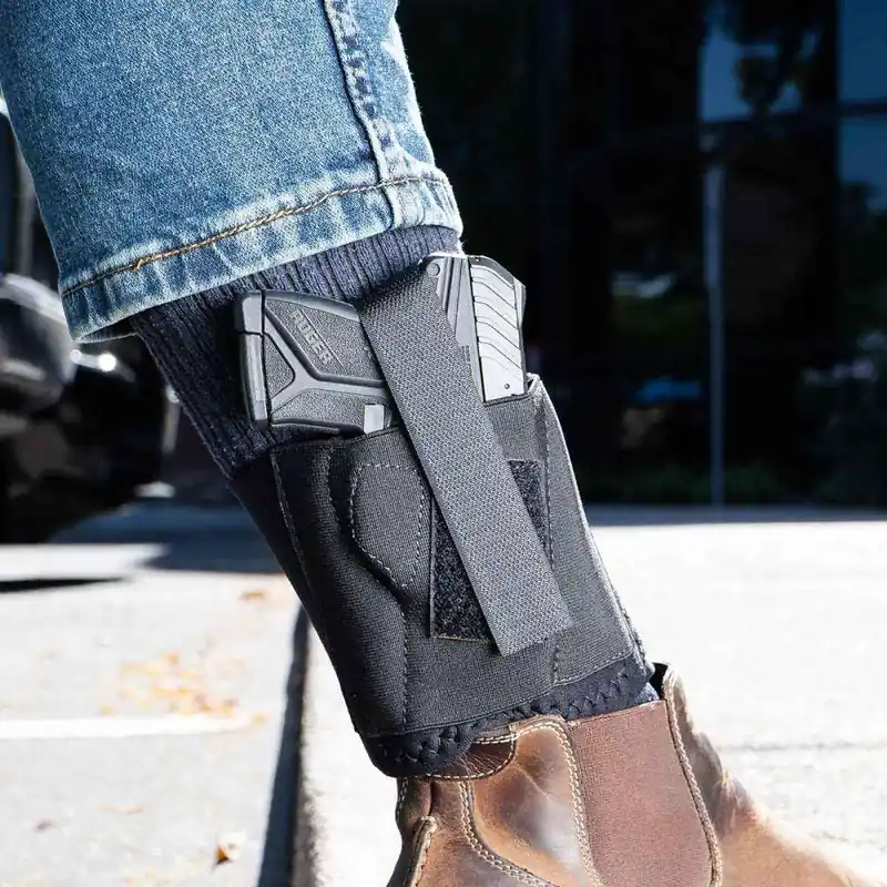 Galco CAB2L Cop Ankle Band Black Neoprene w/Fleece Padding Ankle fits Glock 26,27,33;SW 3913,4013,469,669,6904,6906 Right Hand