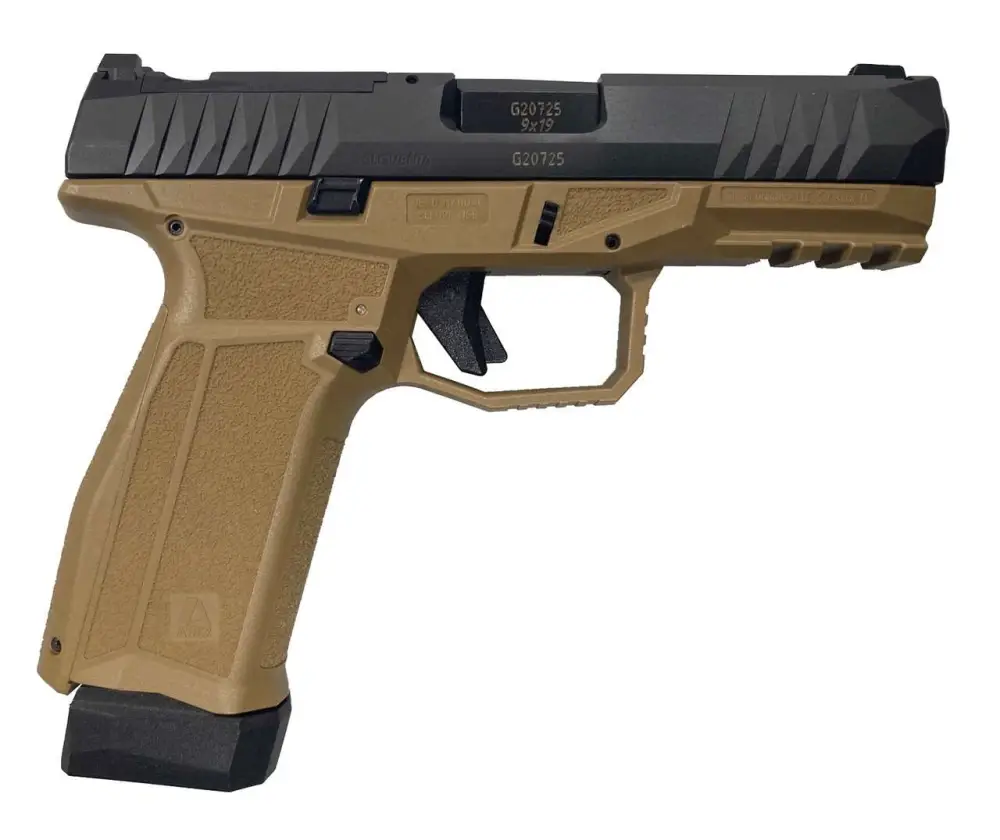 Arex Delta X OR 9mm / 1x17rd Mag, 1x 17+2 Mag / Serialized Trigger Assembly / Interchangeable Frame and Backstraps / Ambi Magazine Release & Slide Release / 5x Optics Plates / FDE