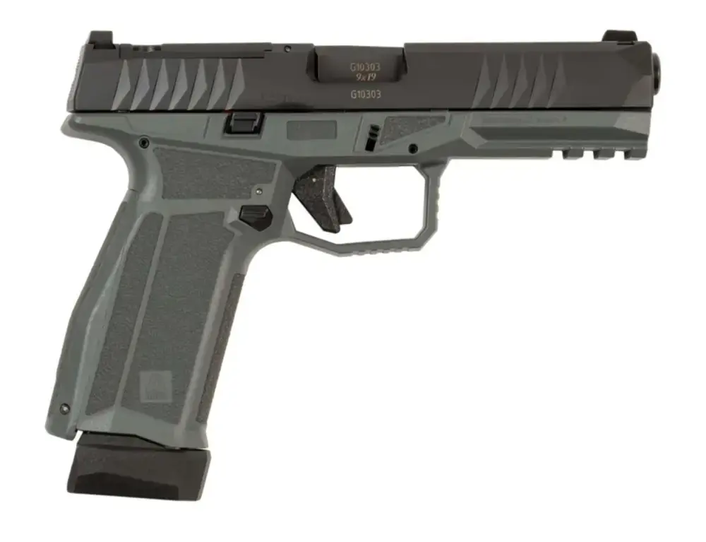 Arex Delta L OR 9mm / 1x17rd Mag, 1x 17+2 Mag / Serialized Trigger Assembly / Interchangeable Frame and Backstraps / Ambi Magazine Release & Slide Release / 5x Optics Plates / Grey