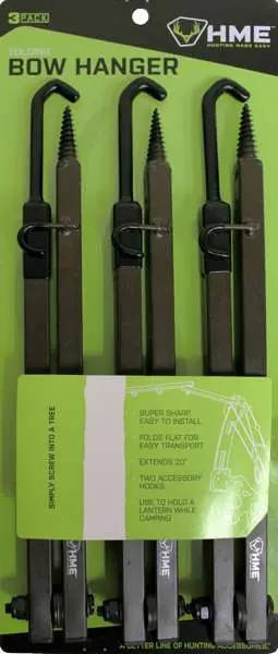 HME FBH3 Bow Hanger Folding Black 3 Pack