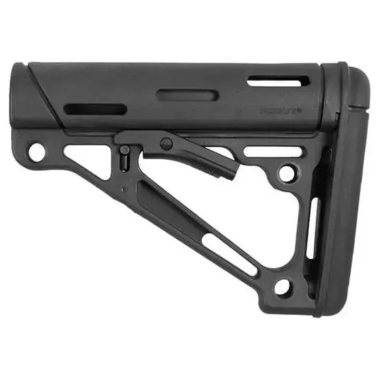AR-15/M-16 OverMolded Collapsible Buttstock - Fits Mil-Spec Buffer Tube - Black Rubber