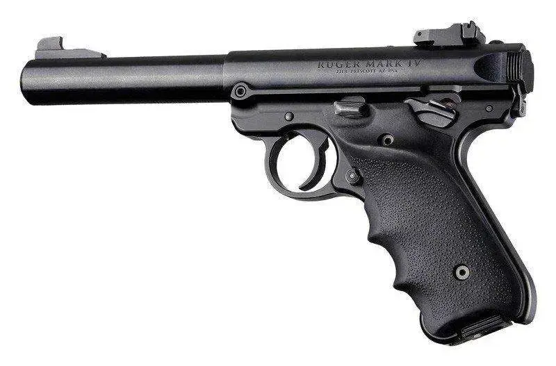 Ruger MKIV Rubber Grip with Finger Grooves and Right Hand Thumb Rest Black