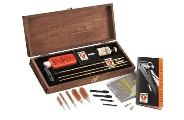 Hoppes BUOX Deluxe Cleaning Kit Multi-Caliber Rifle/Shotgun/Pistol Bronze Wooden Box