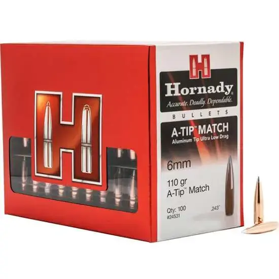 Hornady 24531 A-Tip Match 6mm .243 110 gr Ballistic Tip 100 Per Box