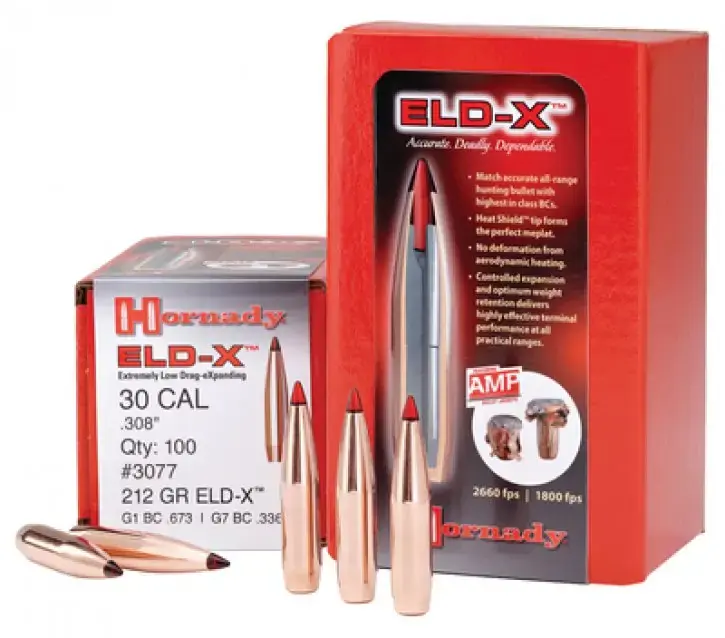 Hornady 3076 ELD-X 30 Cal .308 200 gr Extremely Low Drag-eXpanding 100 Per Box