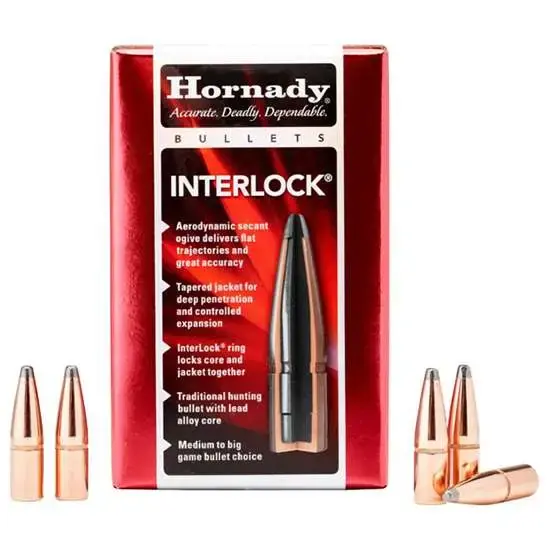 Hornady 45204 InterLock 45 Cal .452 245 gr Spire Point (SP) 50 Per Box
