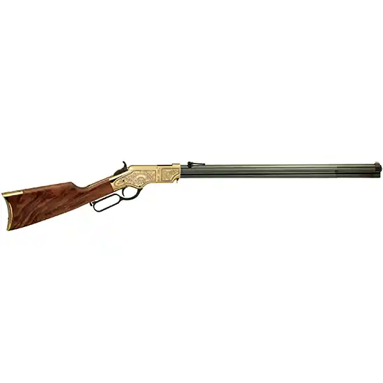 Henry Original Deluxe Engraved 2nd Edition Lever 44-40 Winchester 24.5" 13+1 Fancy American Walnut Stk Brass Receiver/Blued Barrel
