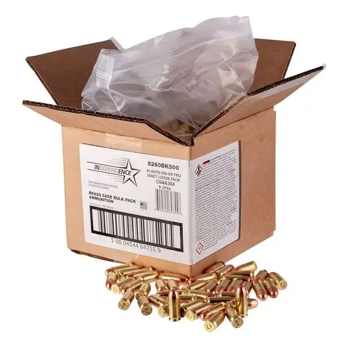 Independence Brass 45 AUTO 230 GR FMJ 500 RD BULK BOX