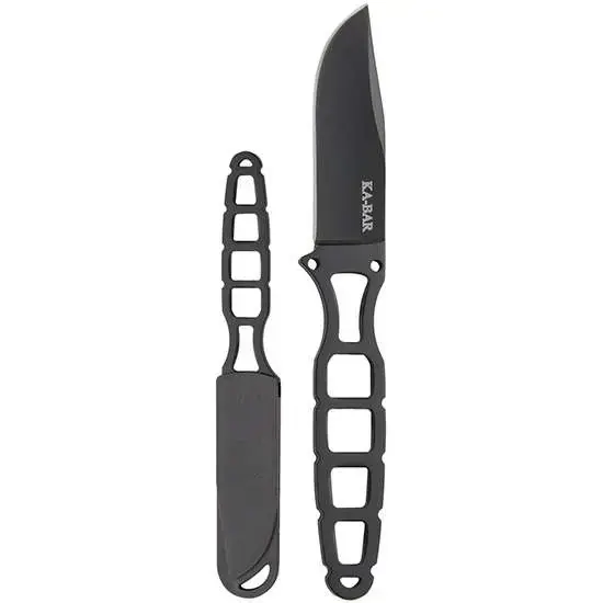 Ka-Bar 1118BP Skeleton 2.50" Clip Point Plain Black 5Cr15 Stainless Steel Handle Fixed