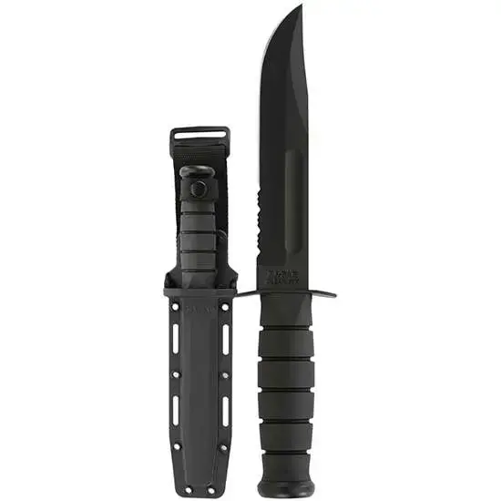 Ka-Bar 1214 Fighting/Utility 7" Clip Point Serrated Black 1095 Cro-Van Kraton G Black Handle Fixed