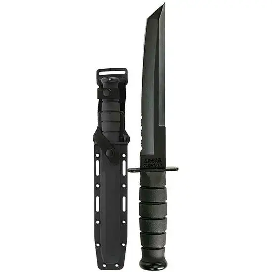 Ka-Bar 1245 Tanto 8" Tanto Part Serrated 1095 Cro-Van Kraton G Black Handle Fixed
