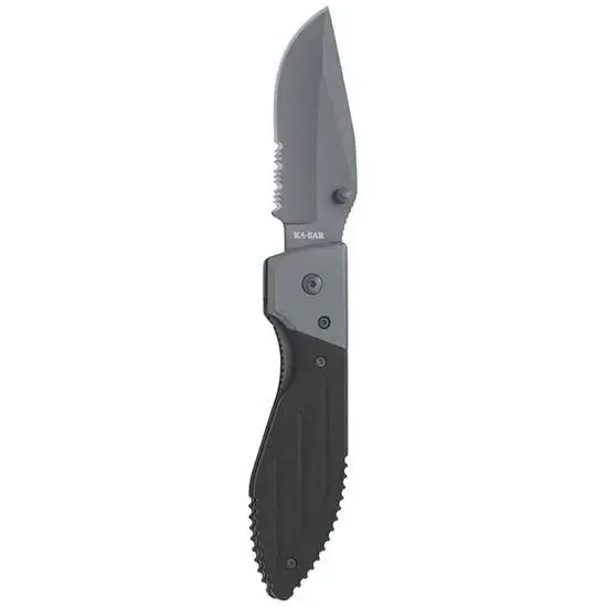 Ka-Bar 3073 Warthog 3" Clip Point Part Serrated 420 Stainless Steel G10 Black Handle Folding