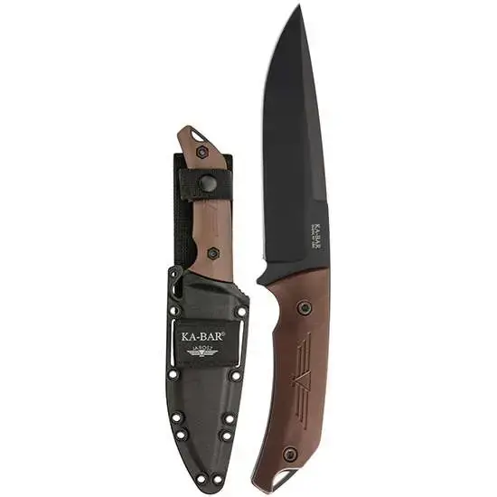 Ka-Bar 7503 Jarosz Turok 6.25" Clip Point Plain Black 1095 Cro-Van Brown Ultramid Handle Fixed