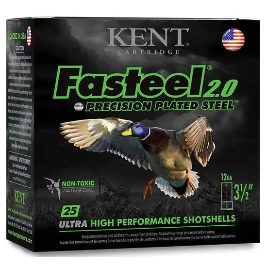 Kent Cartridge K122FS303 Fasteel 2.0 12 Gauge 2.75 1-1/16 oz 3 Shot 25 Round Box