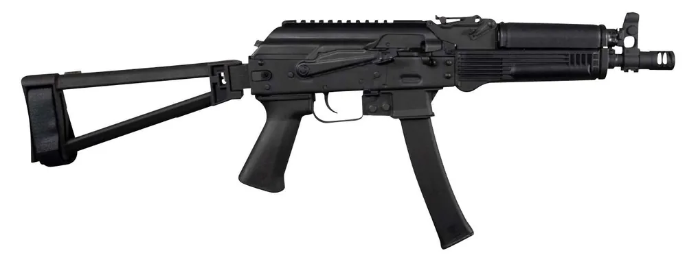 Kalashnikov USA KP9B KP-9 Tactical Pistol 9mm Luger 9.25" 30+1 Black Black Side Folding Pistol Brace Stock Black Polymer Grip