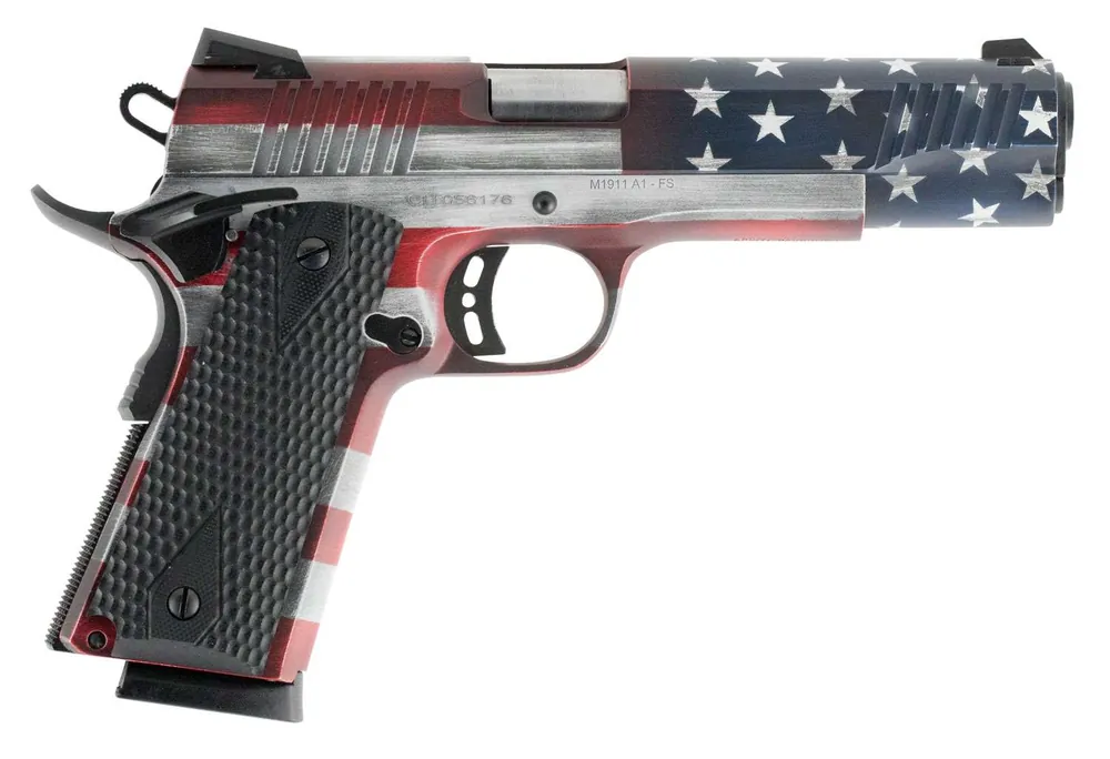 Citadel CIT9MMFSPUSA 1911-A1 USA 9mm Luger 5" 8+1 American Flag Cerakote Black G10 Grip