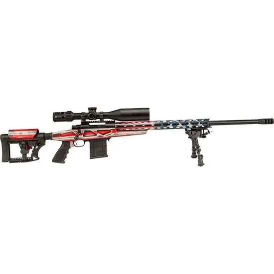 Howa HCRA73107USK American Flag Chassis 308 Win 24" Heavy Barrel 10+1 American Flag Cerakote Blued 6 Position Luth-AR MBA-4 w/Aluminum Chassis Stock Black Polymer Grip