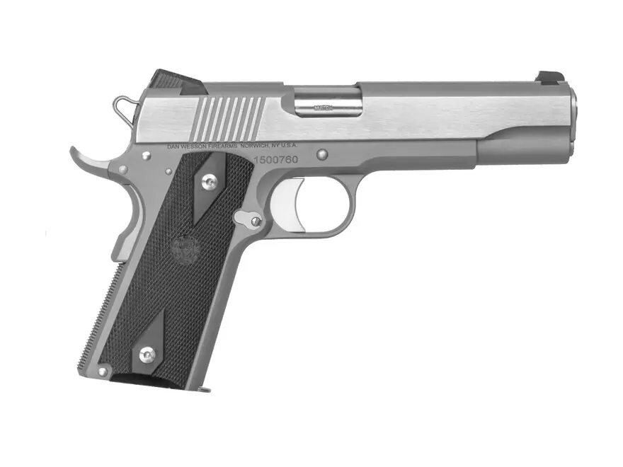 Dan Wesson 01981 Heritage RZ-45 45 ACP Single 5" 8+1 Black Rubber Grip Brushed Stainless/Bead Blasted Slide