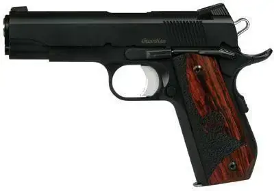 Dan Wesson 01987 Guardian 45 ACP Single 4.25" 8+1 Wood Grip Duty Black Finish Slide