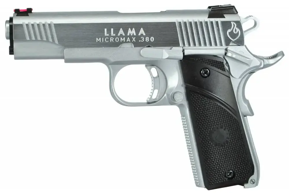 Llama LMM380C 1911 Micromax 380 ACP 3.75" 7+1 Chromed Black Polymer Grip