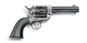 EMF THE GAMBLERS ROYALE HGR 357 MAG 4 3/4 INCH OLD SILVER/BLUE/ENGRAVED ULTRA BLACK GRIPS`