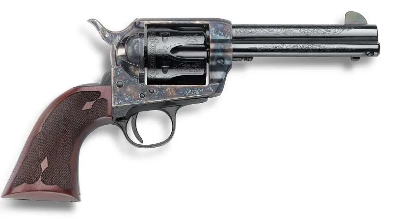 EMF DLX G GRANDE CALIFORNIAN HGR 45LC 4 3/4" BBL CASE HARDENED FINISH BLUE LASER ENG FDL GRIP
