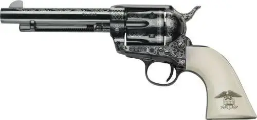 Pietta GW45LLE434NMUI 1873 GW2 Liberty 45 Colt (LC) 6 Round 4.75" Blued Engraved Ultra Ivory with Liberty Eagle Grip