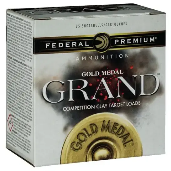 Federal GMT1168 Premium Gold Medal Grand Plastic 12 Gauge 2.75 1 1/8 oz 8 Shot 25 Round Box