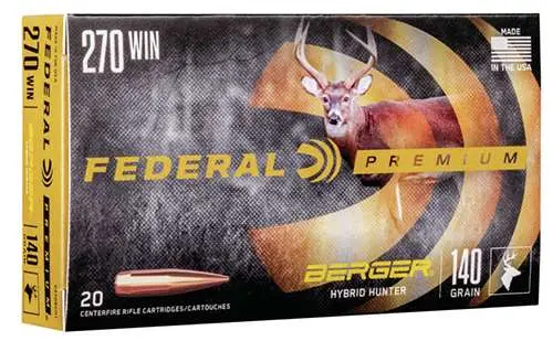 Federal P270BCH1 Premium Berger Hybrid Hunter 270 Win 140 gr Berger Hybrid Hunter 20 Round Box